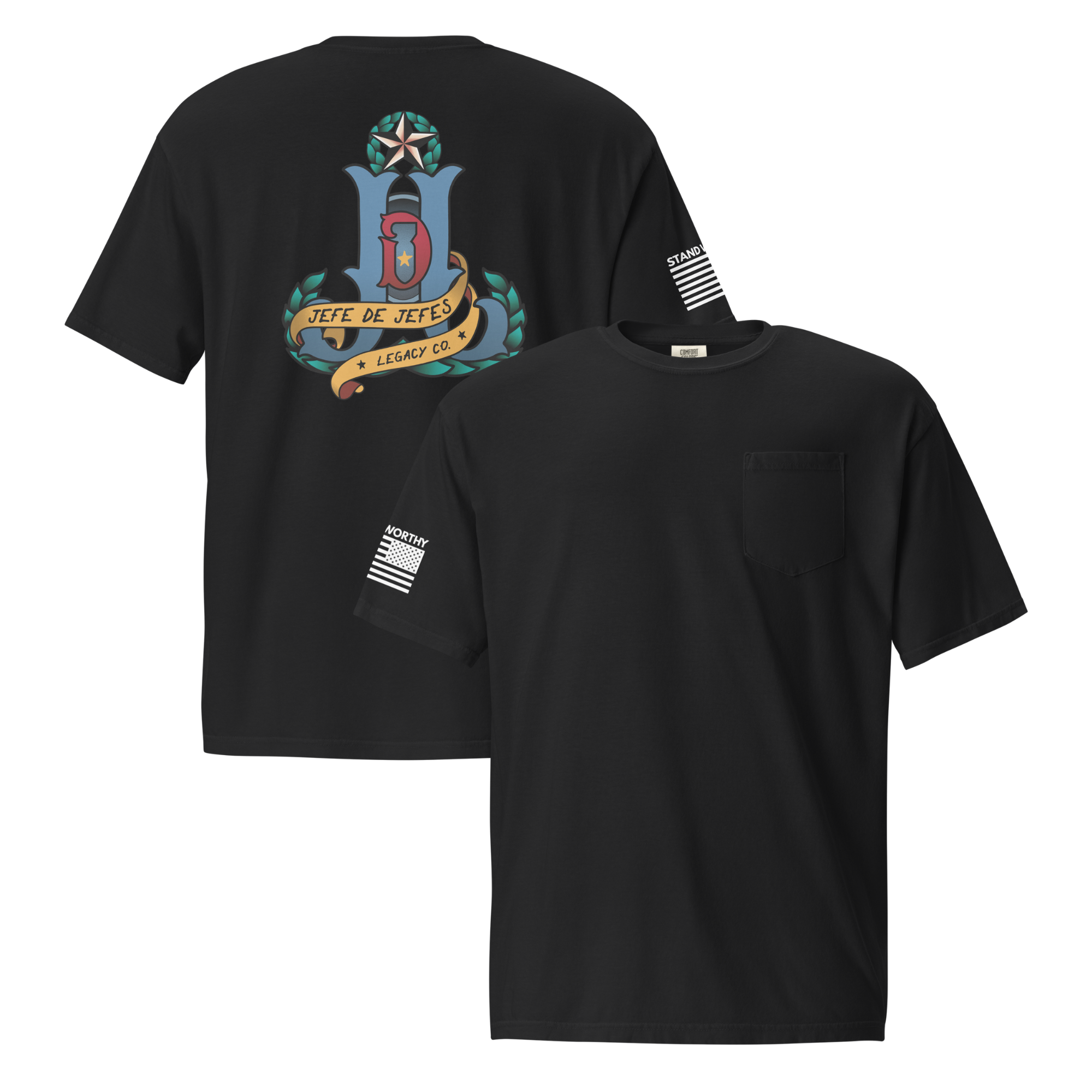 Jefe de Jefes Legacy Co. Color Logo Pocket Tee