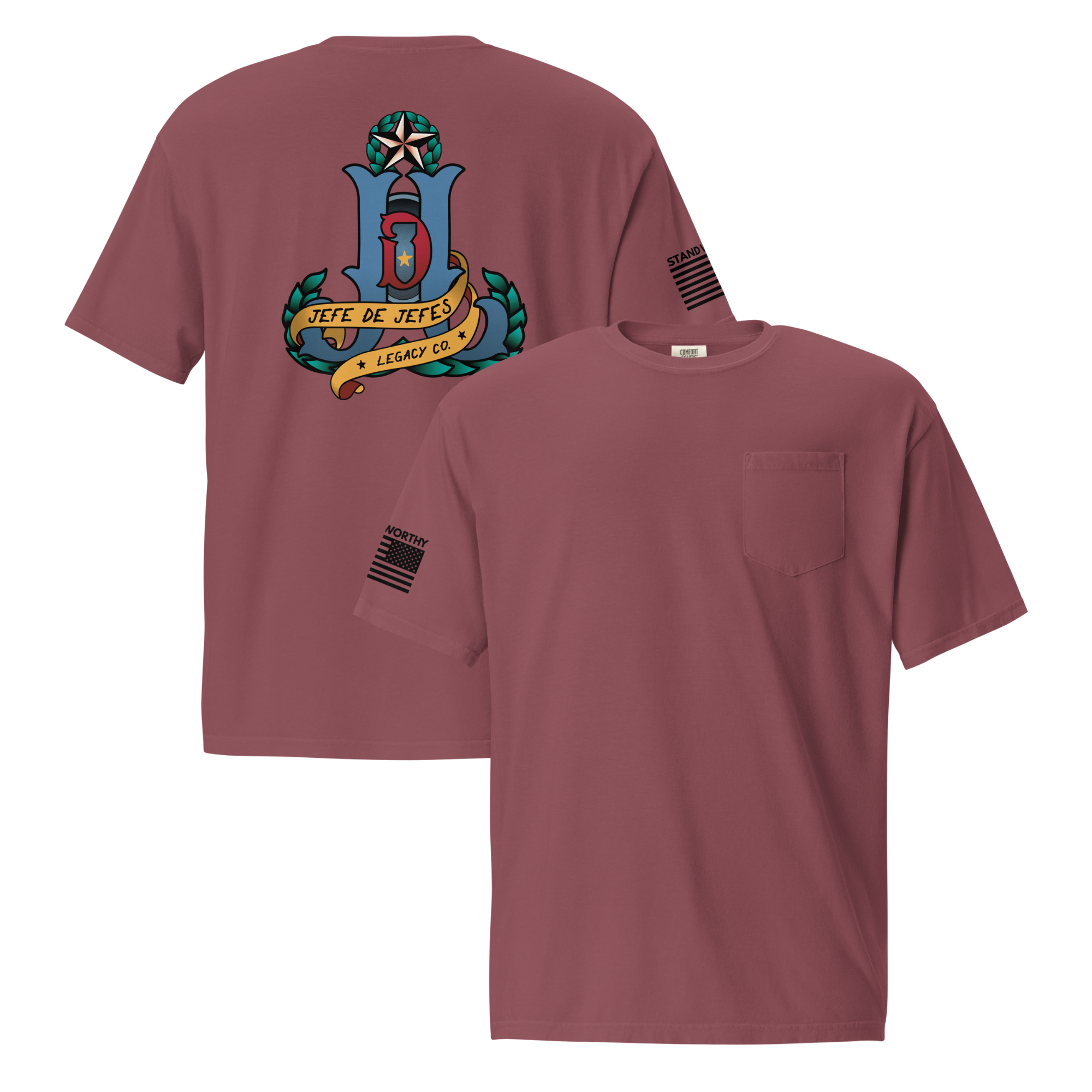 Jefe de Jefes Legacy Co. Color Logo Pocket Tee