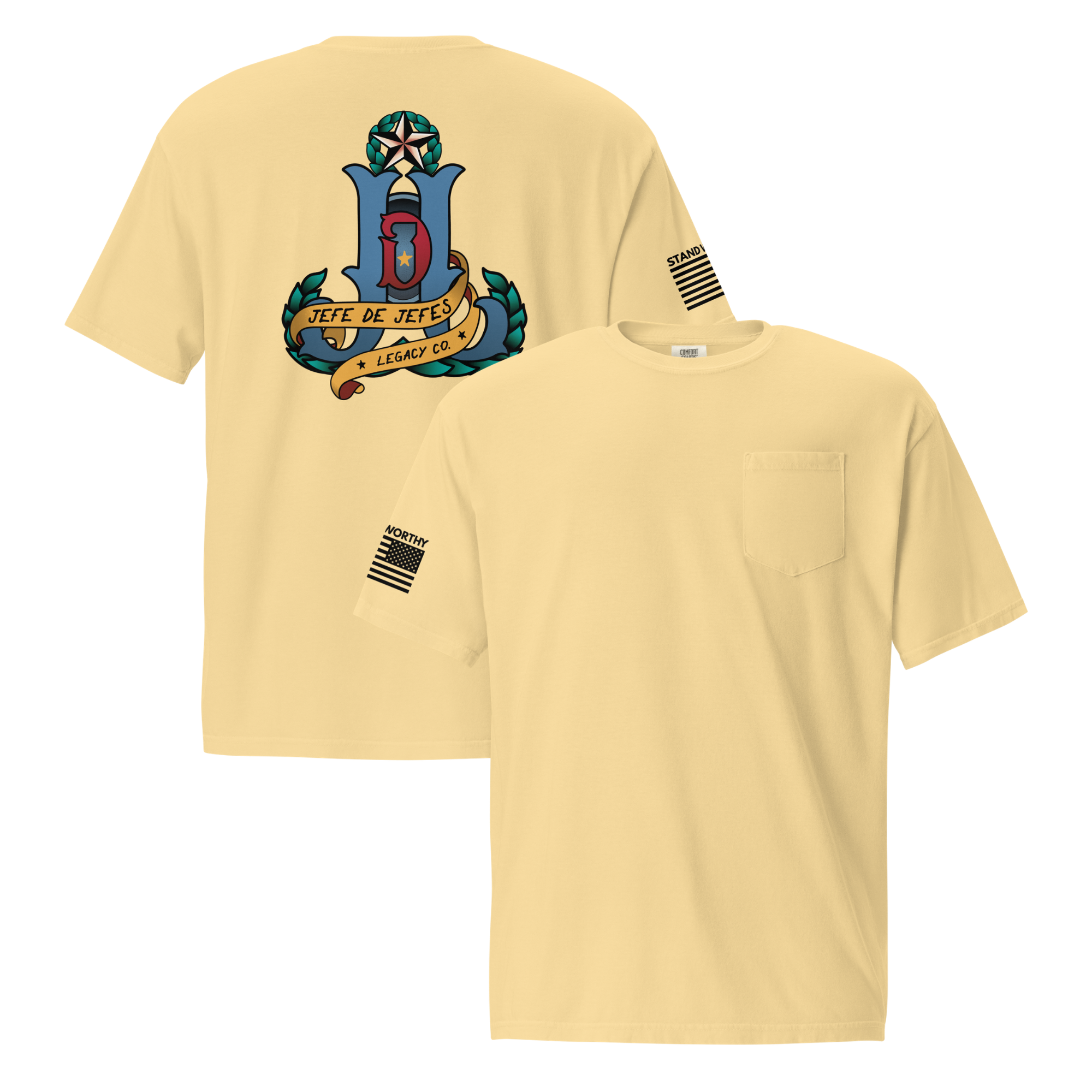 Jefe de Jefes Legacy Co. Color Logo Pocket Tee